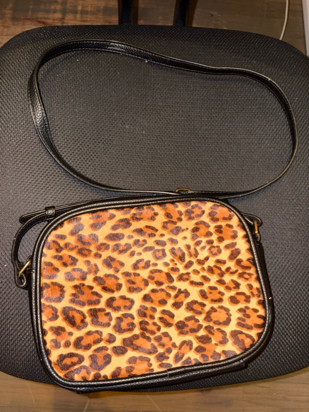 Kate & Alex Leopard Print Crossbody Bag with Black Trim